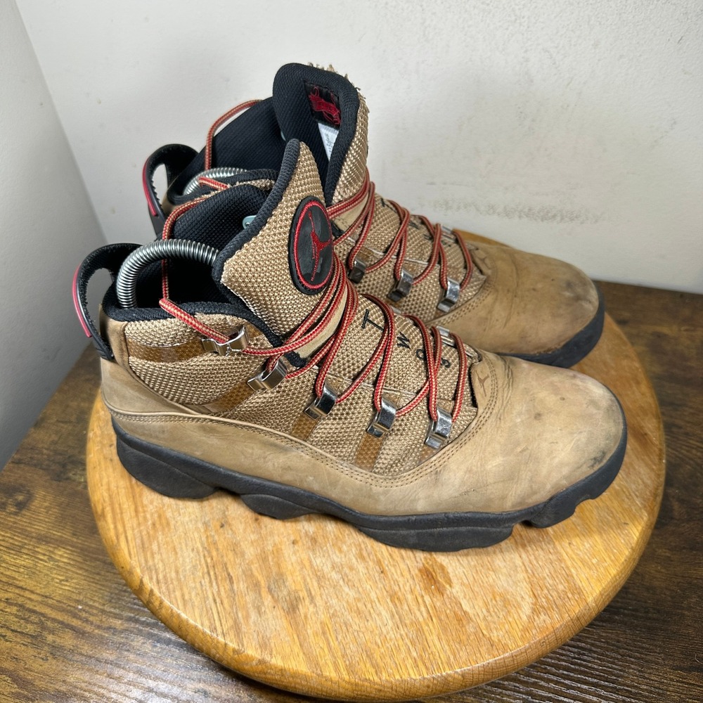 Jordan Six Rings Winterized Boots Wheat Tan Mens 9.5 414845-202 Brown Black Red